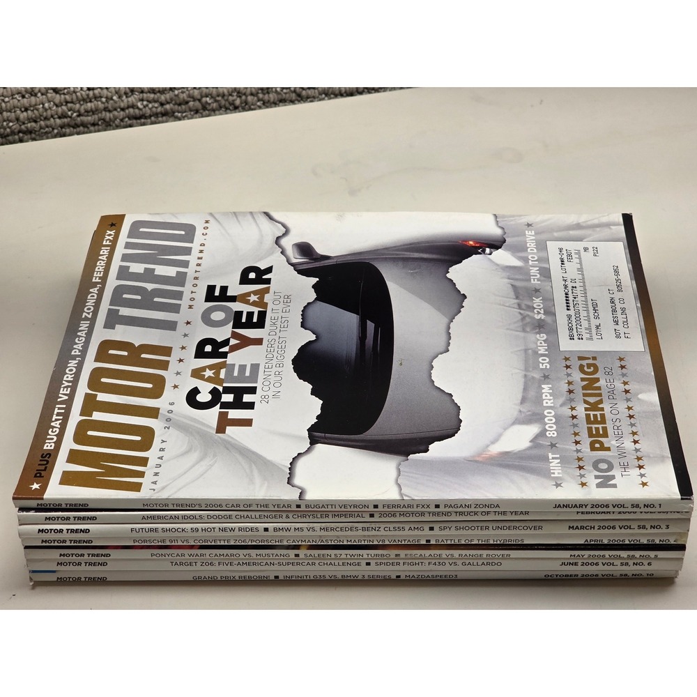 Motor Trend Magazine 2006 Lot of 7‎ Issues Vol 58 Car of the Year Camaro Concept
